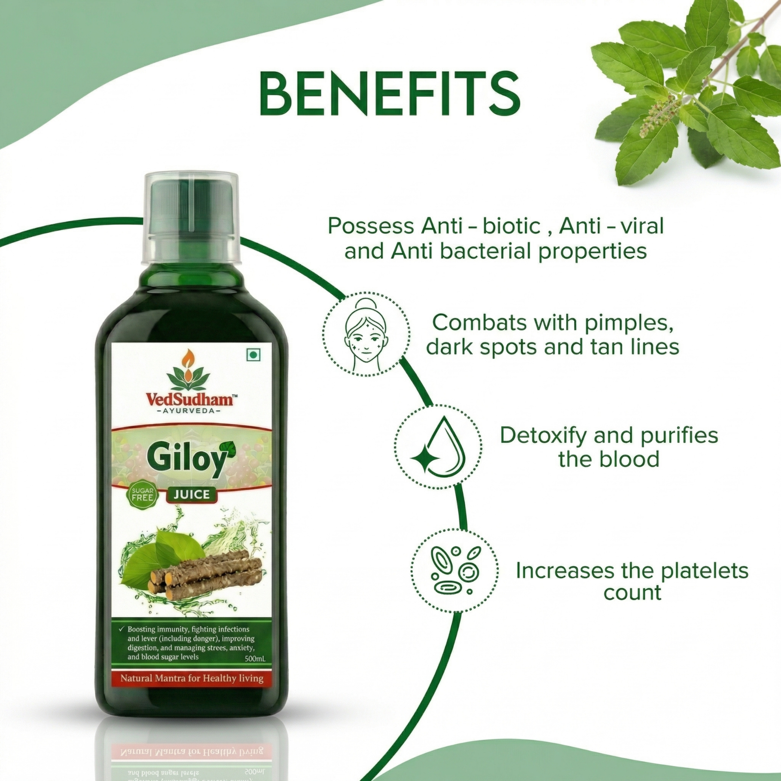 VedSudham Ayurveda Giloy Juice | 500 ml - Image 2