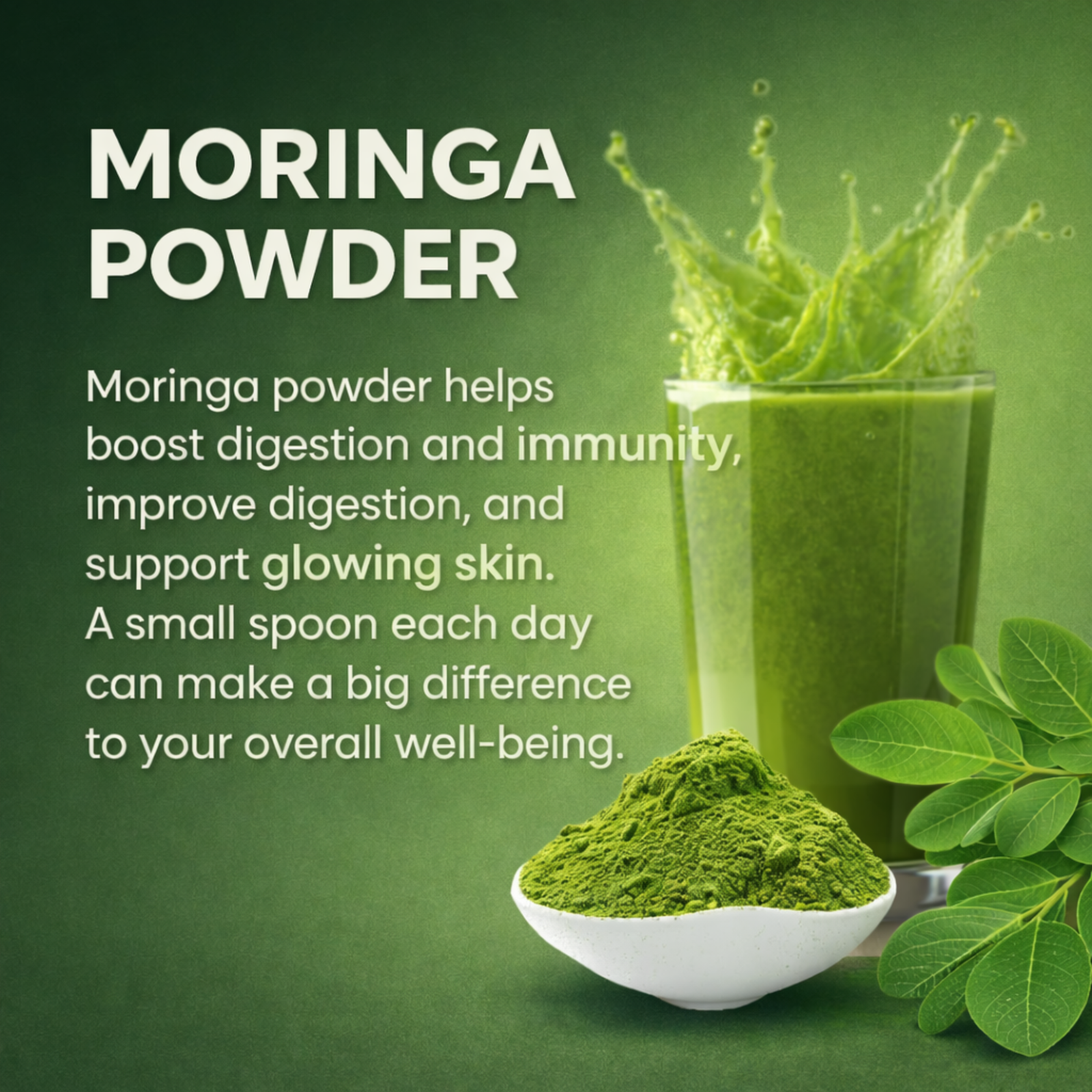 Moringa Powder - 300g, Essential Nutrition Rich In Vitamins & Minerals - Image 2