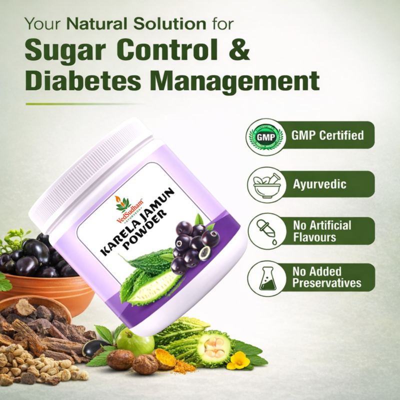 Alternative view of VedSudham Karela Jamun Powder with 10 Traditional Herbs - 200 GM