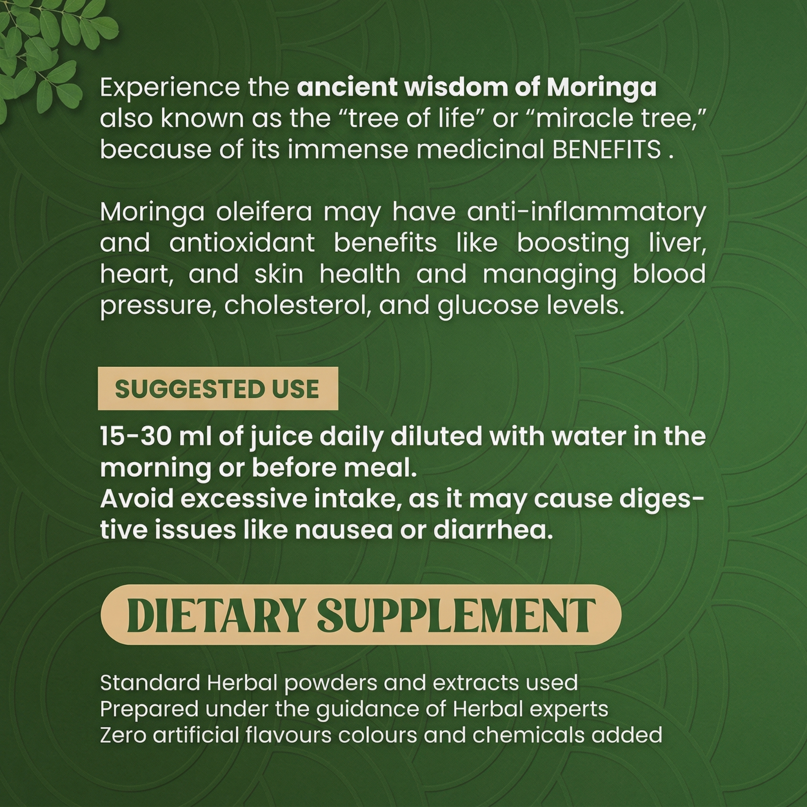 Moringa Juice - Powerhouse Of Nutrients | Superfood, Rich In Vitamin A,C,B, Calcium, Iron And Antioxidants, Blood Purifier | 500ML - Image 4