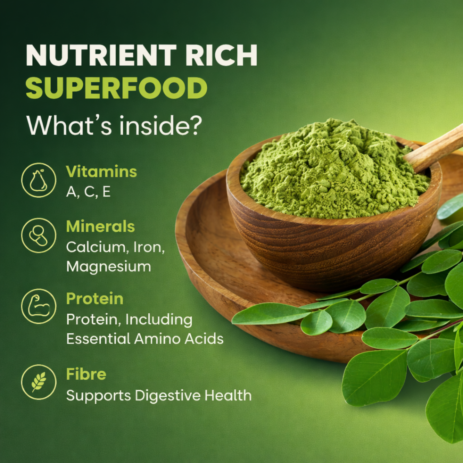 Moringa Powder - 300g, Essential Nutrition Rich In Vitamins & Minerals - Image 4
