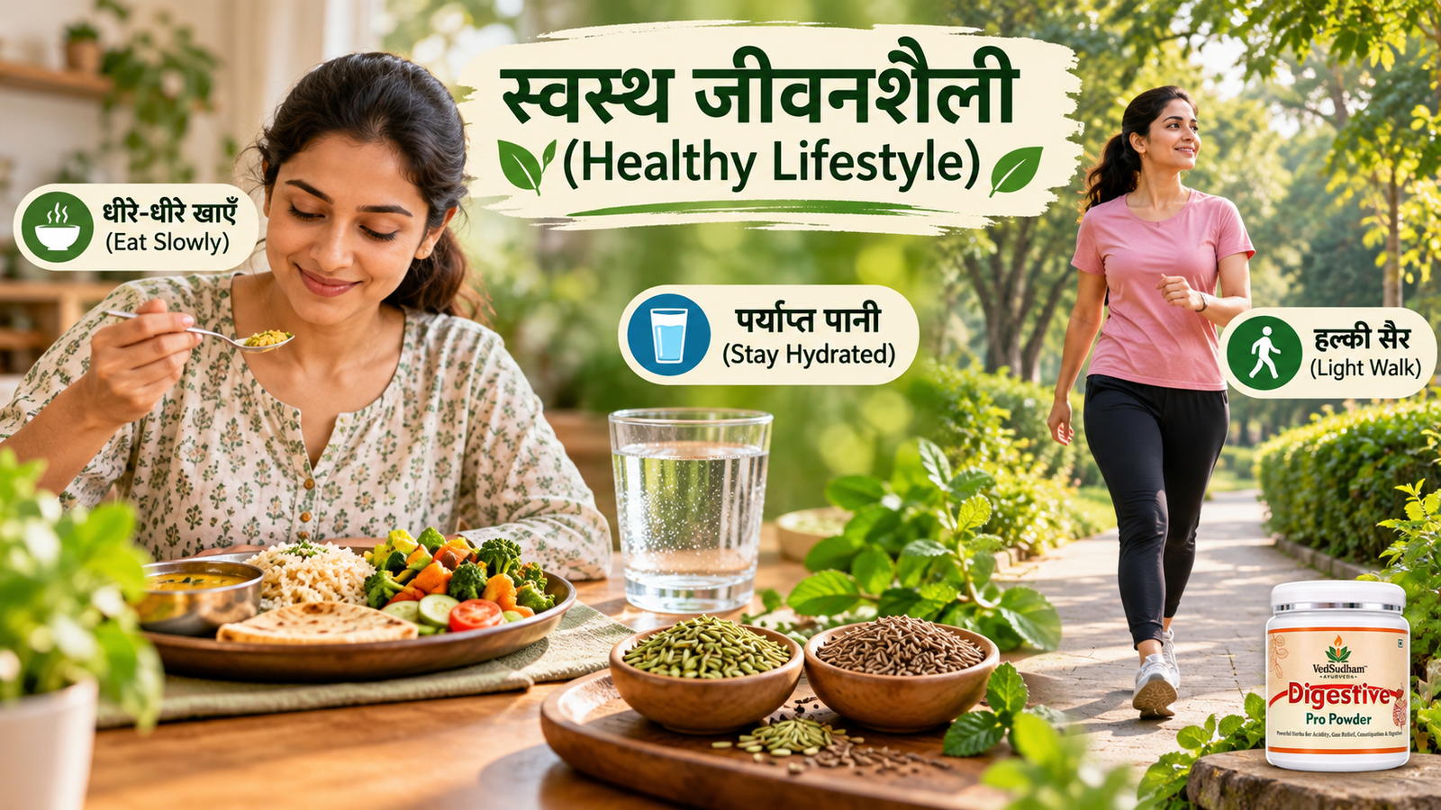 स्वस्थ जीवनशैली: भोजन, पर्याप्त जल और हल्की सैर - Healthy Lifestyle for Digestion